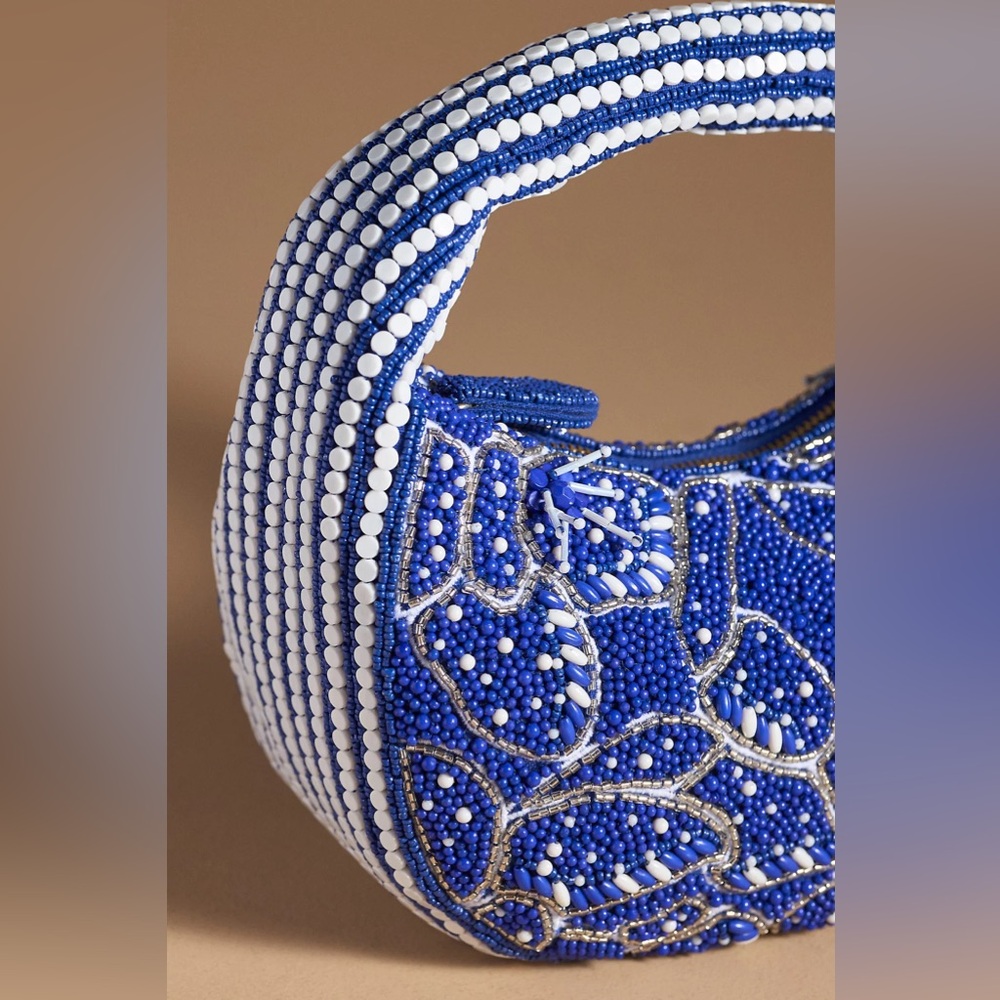 Anthropologie THE TATE BEADED BAG: LEAF EDITION Style No. 95302527 Color: Blue - Picture 3 of 3